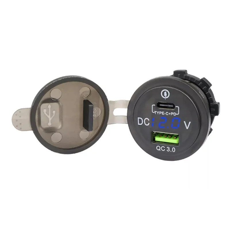 Bluejw PD Type C & USB Car Charger Socket - QC 3.0 Quick Charge 12V Waterproof Power Outlet Cigarette Lighter Adapter for RV Boat Automobile - Image 1